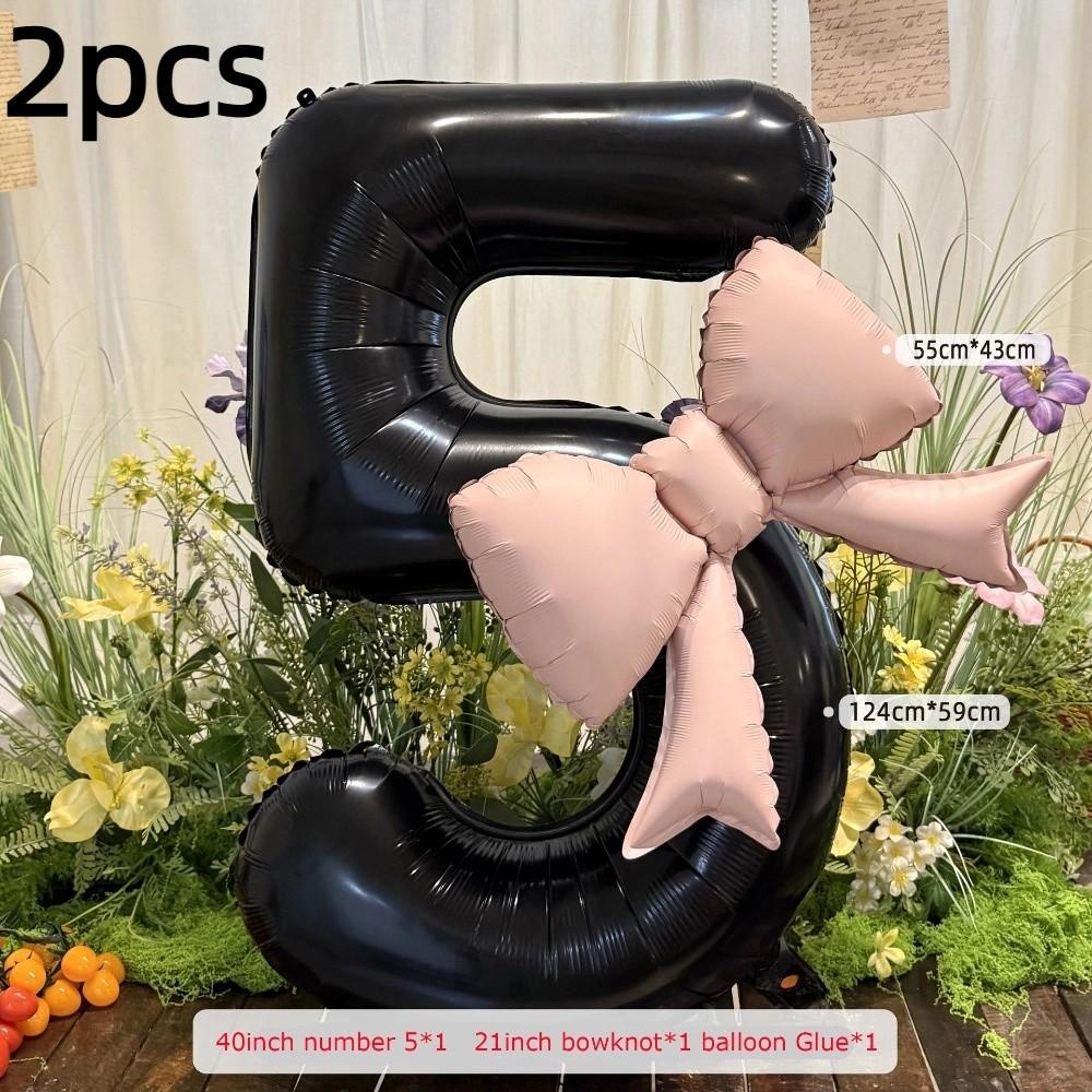 2pcs 40inch Number Balloons Photo Props Bownot Balloons Aluminium Foil Balloons Party Decorations