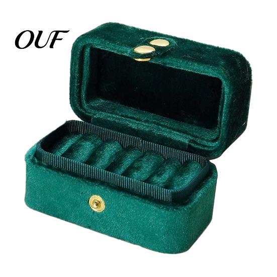 Small Velvet Earring Holder Portable Ring Box, Multi Slot Jewelry Case, Simple Style Exquisite Gift Box Metal Snap Closure Organizer for Rings