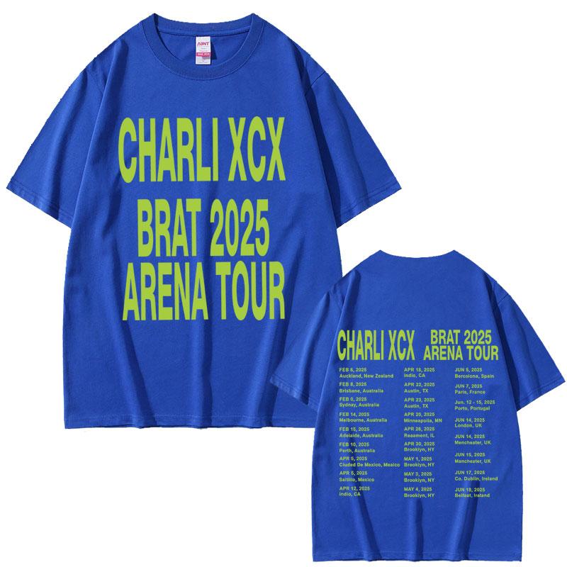 Charli Xcx Brat 2025 Арена Тур Футболки Унисекс Женская Мода Поп Музыка Футболки Хлопок Оверсайз Короткий Рукав Футболка Уличная Одежда