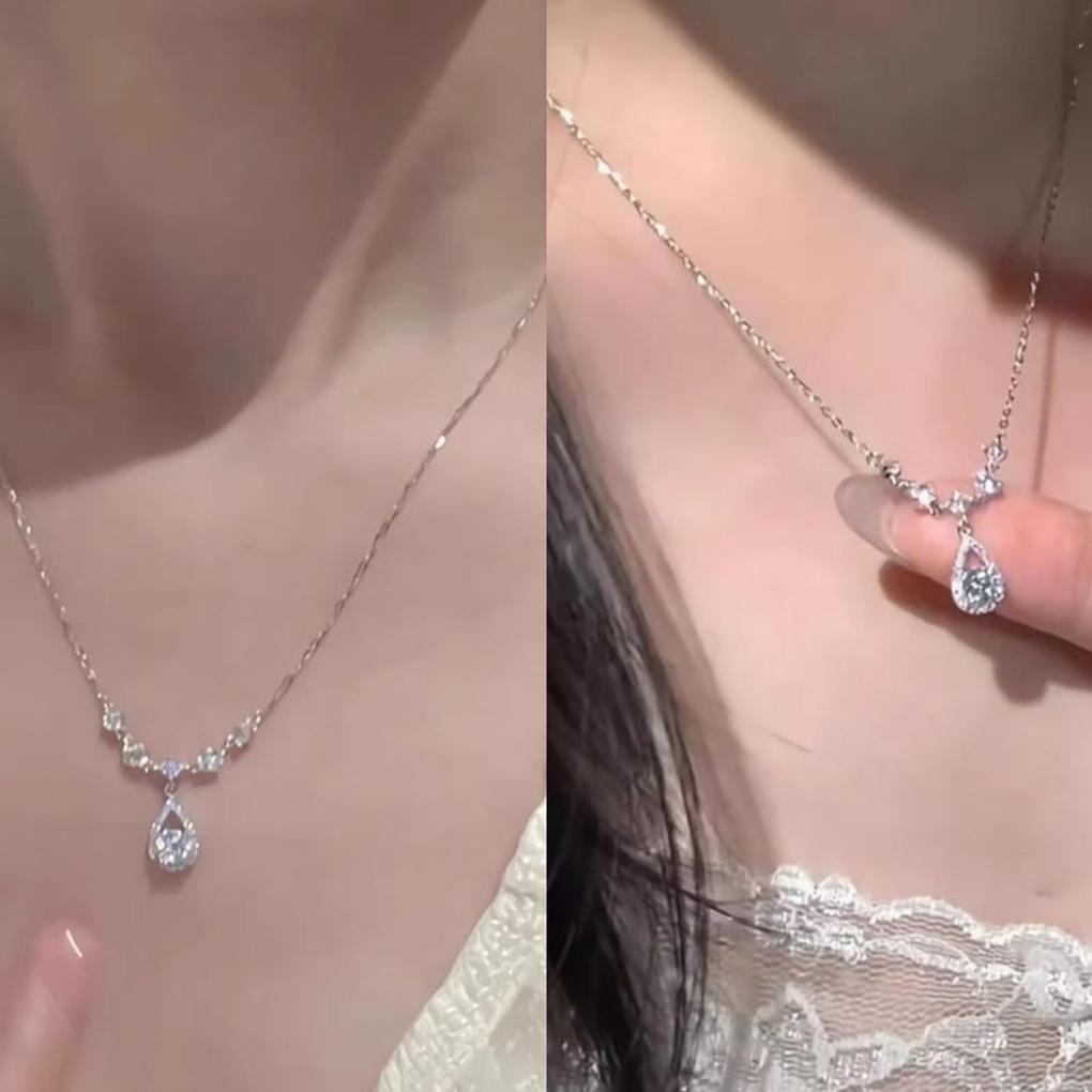 Женское серебряное S925 колье-капля русалка простое