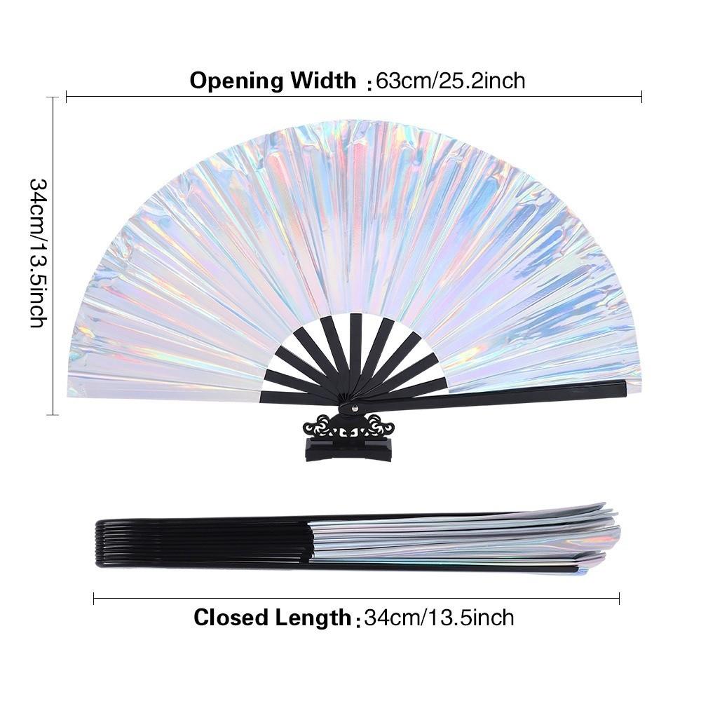 Holographic Effect Folding Fan Large Size Dance Fan Fashion Party Fan  Summer