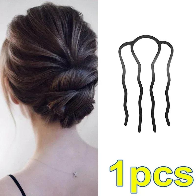 Girls Black Metal Hair Fork Clip for Women Hair Pin Combs Messy Bun Hairpin Clip Side Combs Updo Sticks Hair Styling Tool