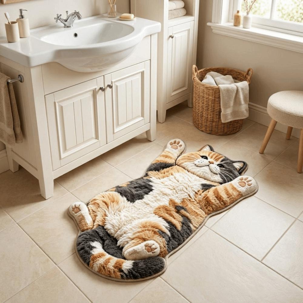 Non-Slip Cat-Shaped Area Rug Anti-fouling Cartoon Carpet Soft Home Decor Carpet Bedrooms