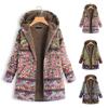 Thickened Cotton-padded Coat Autumn and Winter Long Printed Large Size Cotton-padded Coat for Women Warm Fashion Hooded Zipper Coat