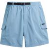 Solid Color Pocket Elastic Waist Three-Quarter Casual Shorts Men Shorts Blue CY570-XR1