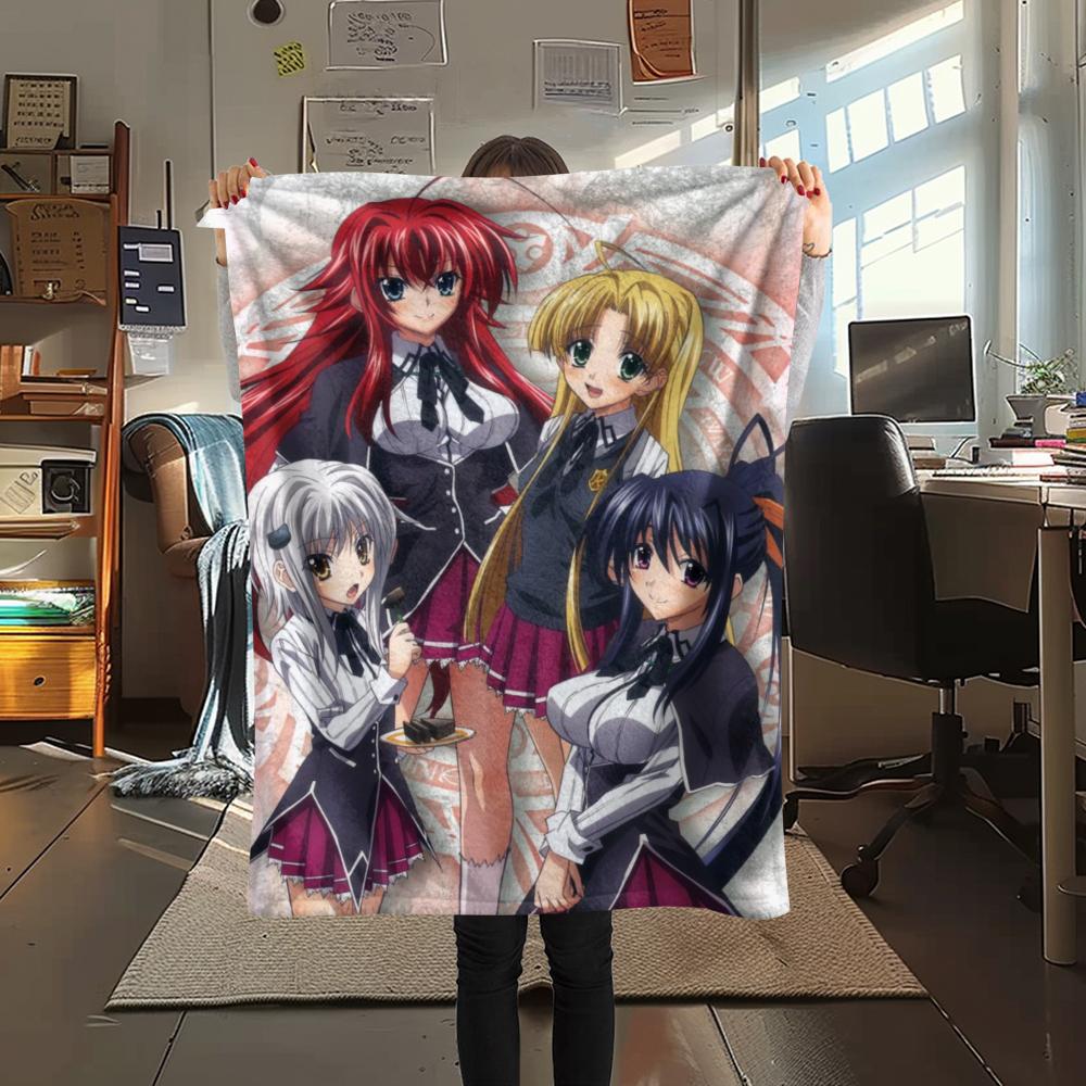 1PC Highschool Dxd Print Flannel Blanket, High quality Comfortable for All Seasons, Home Decor, Warmth and Comfort, Perfect for Christmas Gifts