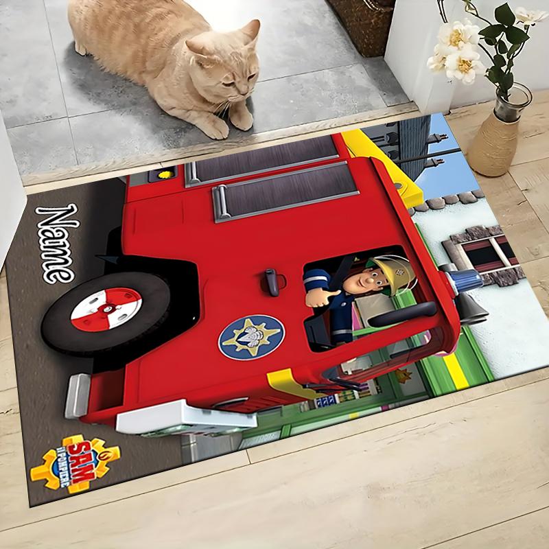 Custom Name Firefighters action. Carpet Rug Customizable Soft Washable Anti-Slip Home Living Room Sofa Mats Personalized Rug. 0909275