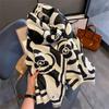 Luxury Brand Floral Print Scarf for Women Warmer Winter Cashmere Pashmina Scarves Shawls Female Thick Blanket Wraps Foulard