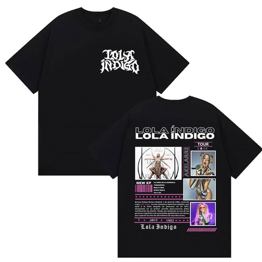 Singer Lola Tour Indigo Merch Graphic Tshirt Unisex Women Retro Fashion Harajuku T Shirts Tops  Cotton Short Sleeve Tees