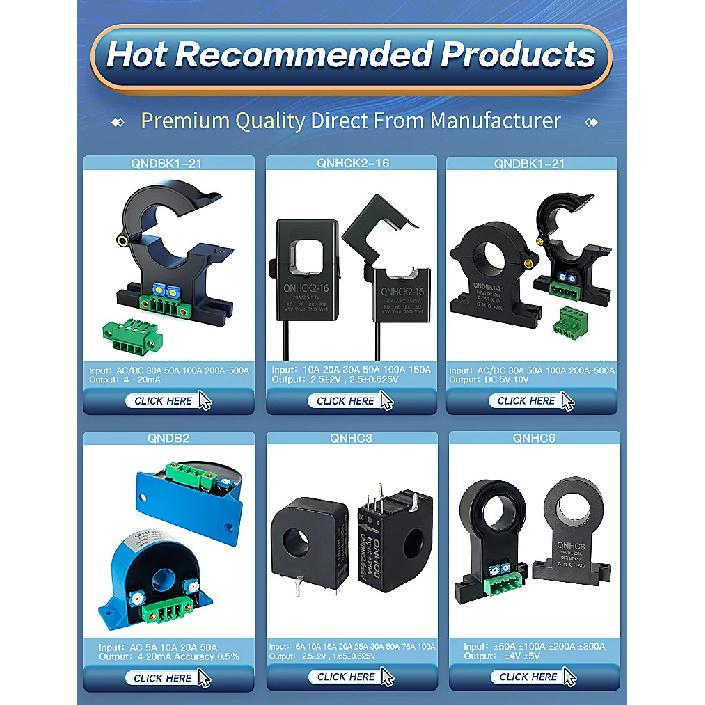 Hall Effect Current Transducer Sensor QNHCK2-16 dc 10A 20A 30A 50A 100A 2.5V±2V 2.5V±0.625V Split core current sensor clamp on