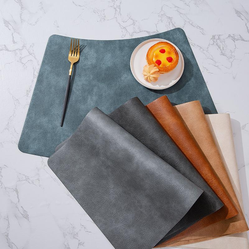 Fan-shaped placemat round table PU Chinese hotel restaurant waterproof western dining table mat thermal insulation mat Nordic style household placemat