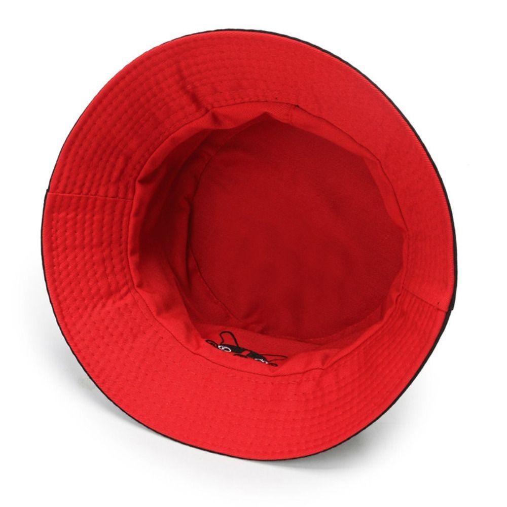 Foldable Bucket Hat Cute Dog Embroidered Fisherman Cap Portable Outdoor Sun Caps  Sun Protection