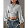 Women S Casual Solid Color Long Sleeve Pullover Sweatshirt