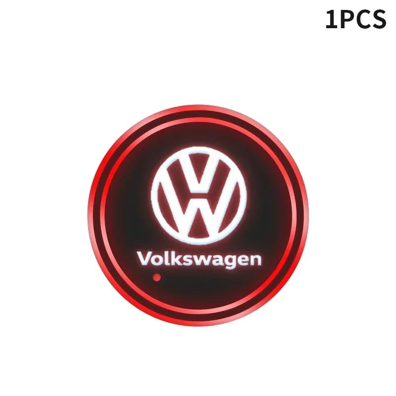 Для Volkswagen VW Светодиодный держатель для стакана/напитка в машине с логотипом, USB-зарядка, Светящаяся подставка для Volkswagen Sagitar GTI Polo Passat R-Lin