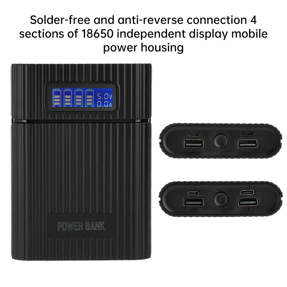 Корпус Power Bank Держатель для аккумуляторов 18650 18650*4 5V Двойной USB Цифровой дисплей Зарядка DIY Корпус для мобильного телефона Коробка для хранения аккумуляторов