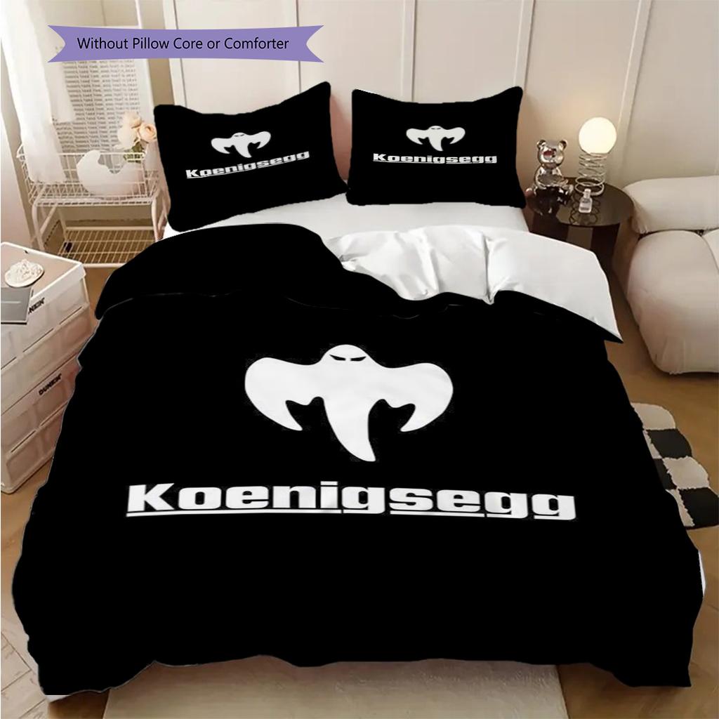 Koenigsegg Luxury Supercar Emblem Bedding (1 * duvet cover + 2 * pillowcase, without core) 2D Flat Soft and comfortable Duvet cover and pillowcase