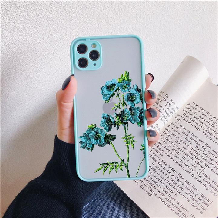 Фиолетовый цветочный чехол для телефона для iphone 12 11 13 14 15 16 Pro Max X XS MAX XR для iphone 7 8 Plus SE 2020 Ударопрочный мятно-синий чехол