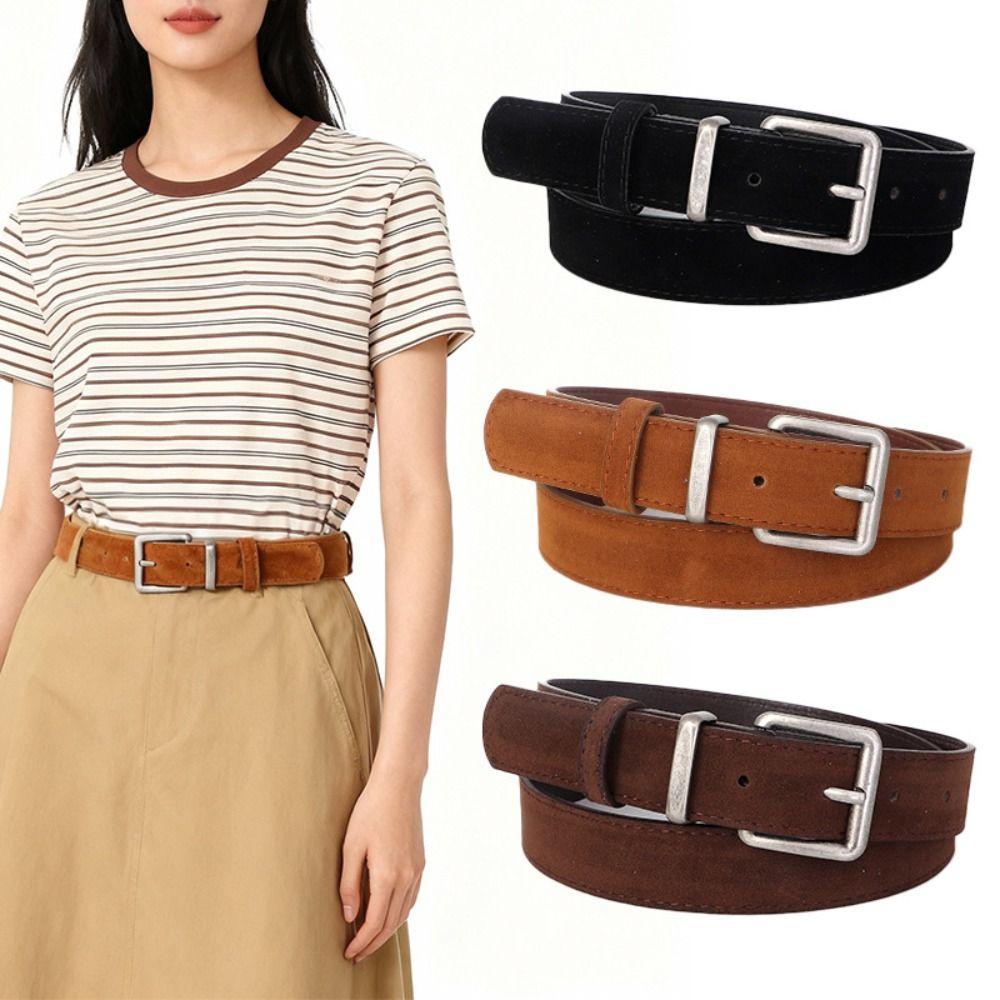 Alloy Buckle Suede Belt Vintage Style Decorative Belt Vintage Waist Belt Jeans Pants Skirts