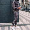 New Gentleman Plaid Men's Tracksuit Sets Casual Zipper Jacket Coat Sports Suit High Quality 3D Print Fashion 2-Piece Men Clothes
