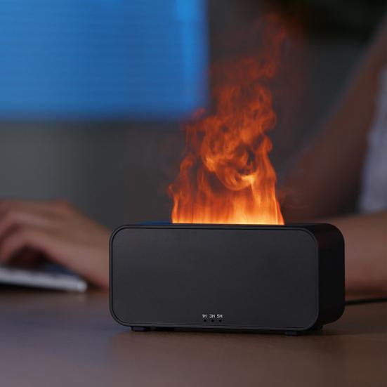 Увлажнитель воздуха с имитацией пламени, аппарат для ароматерапии с резервуаром для воды, цветная подсветка, эфирное масло