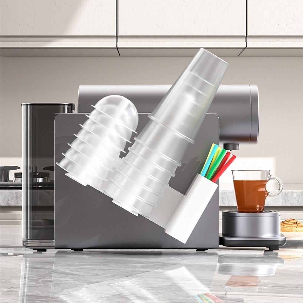 with Straw Slot Cup Organizer Rack 3-in-1 Cup Storage Holder Disposable Cup Dispense  Coffee Lovers