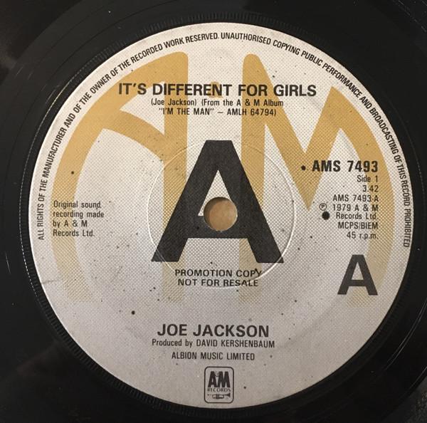 7inch Record JOE JACKSON - It's Different For Girls AMS7493PROMO A&M Records 1979 UK Rock Used
