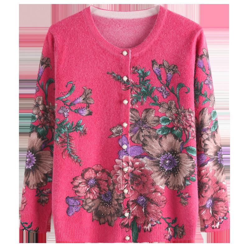 Осенне-зимний кардиган с принтом, женский повседневный свитер больших размеров, пальто, высококачественный шерстяной свитер