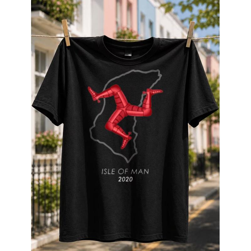 Men'S Isle of for man Themed T-Shirt - Red, Suitable for Travel Gift for Isle of for man Fans, Loose Fit Round Neck Casual Shirt with Isle of for man