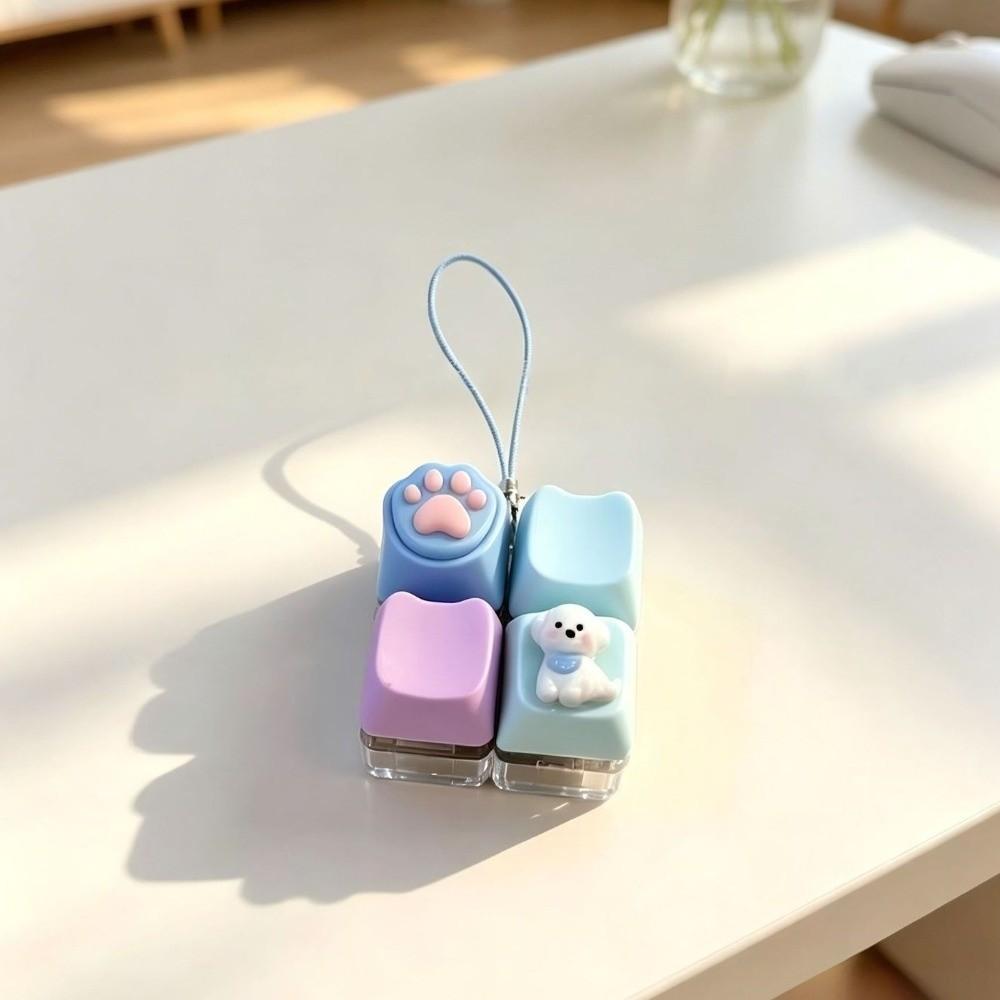 Plastic Fidget Buttons Pendant Cat Paw Fidget Clicker Keychain Pass The Boring Time