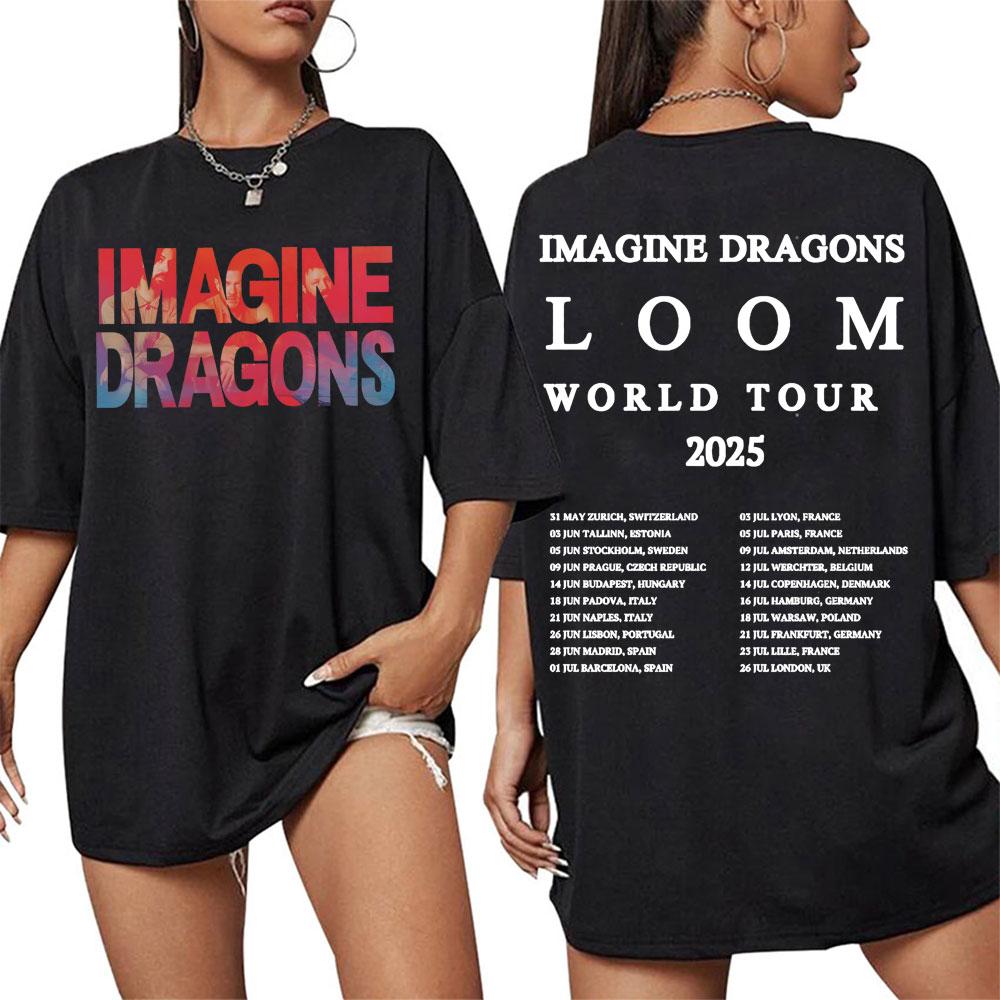 202526 Горячая Распродажа Imagine Dragons Loom Мировой Тур Чехол Футболка Мужская Женская Повседневная Хип-Хоп Поп Уличная Хлопковая Футболка Топ