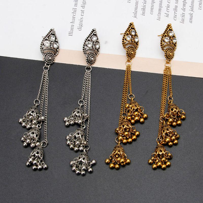 Длинные висячие серьги в индийском этническом стиле из Болливуда с кисточками Jhumka, модные украшения