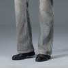 Men's Gray Flared Jeans Boot Cut Leg Flared Loose Fit Mid-Rise Classic Denim Jeans Size 28-38