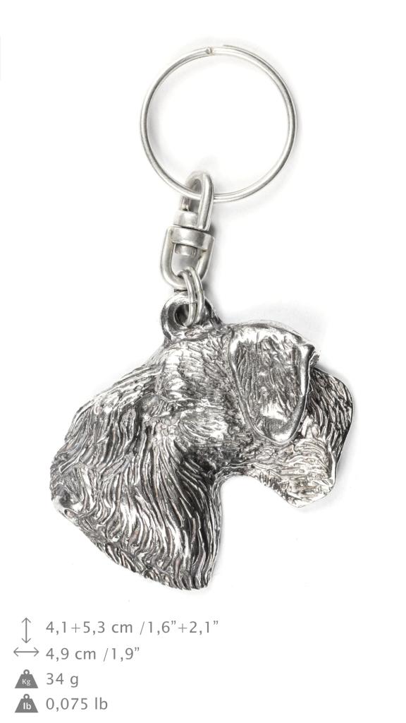 Cesky Terrier, Czech Terrier - Silver-plated pendant with a dog in a decorative box, handbag decoration, backpack pendant by Art-Dog brand