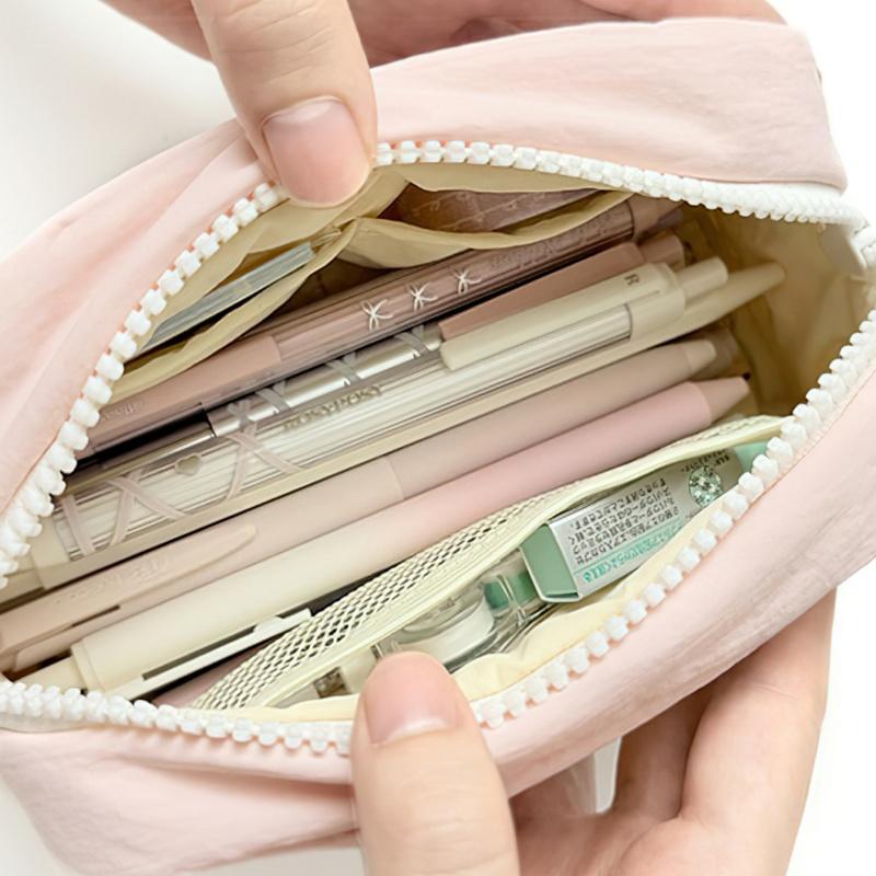 1 шт. Пенал-косметичка с принтом «Поцелуй», Сумка для ручек, Милый мультяшный пес и кот, Простой дизайн, Большая вместимость, Мешочек для хранения в японском стиле