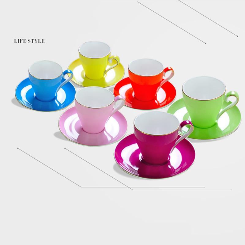 220ML, colorful bone china coffee cup and saucer set, nespresso cup set, tazas cafe termos coffee mug, Cappuccino cup set