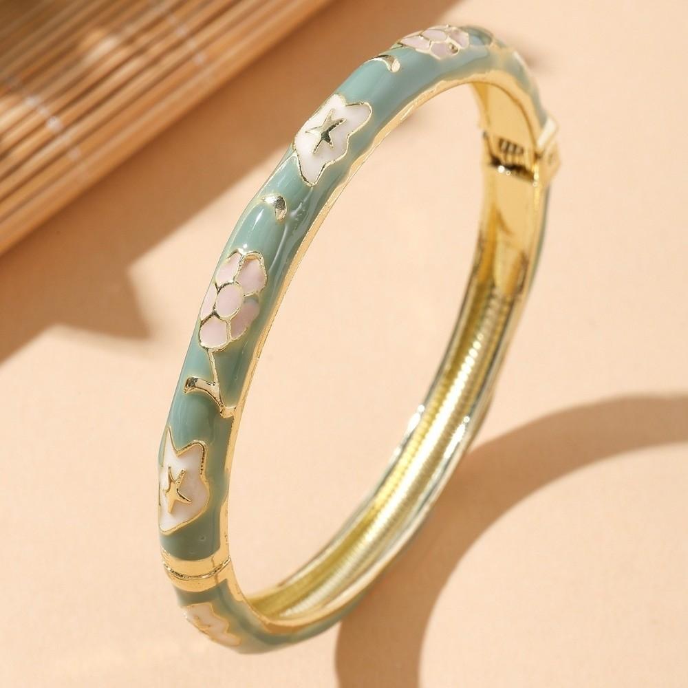 Ethnic Style Vintage Cloisonne Bangle Opening Enamel Bracelet Women's Hand Bracelet Women