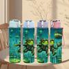 1PC Underwater Green Monster Scene 750ml Color Plastic Sports Water Bottle Leakproof Flip Straw Lid Suitable for Sports Office Home Use