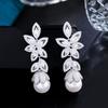 Needle Light Luxury Leaf Full Diamond Pearl Earrings Slightly Inlaid Zircon High-End Temperament Earrings Earrings