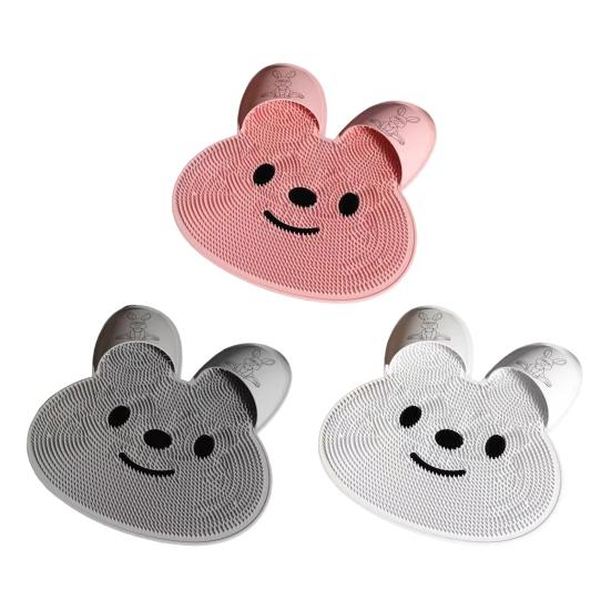Rabbit Bathroom Shower Anti Slip Mat Foot Scrubber Back Scrubber Circular Massage Mat Silicone Foot Mat