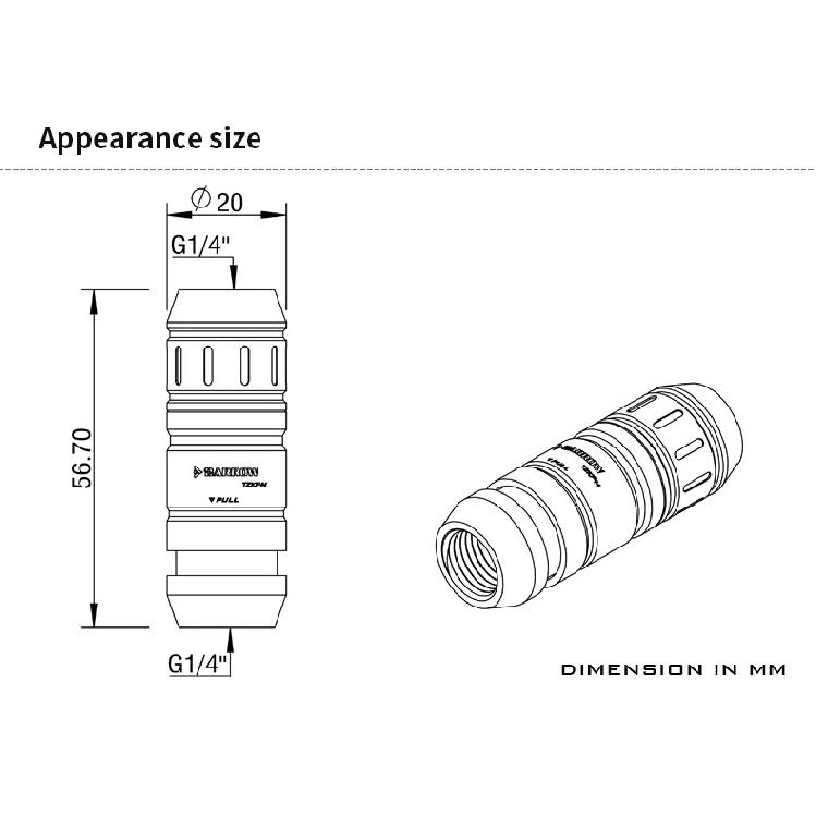 Barrow Drain Valve Water Cooling Fittings , Professional Edition Quick Disconnect QDC / Quick Cut off Water Valve , TZKMF-M