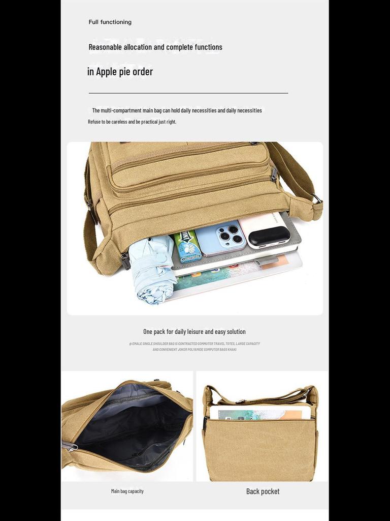 Дышащая износостойкая сумка-мессенджер из парусины — компактная и повседневная