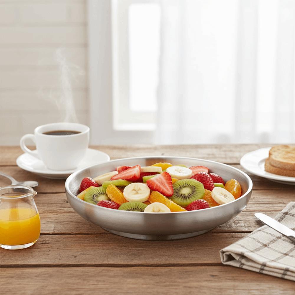 Round 304 Stainless Steel Dishes Anti Scalding Steak Plate Durable Dinning Plate Kitchen