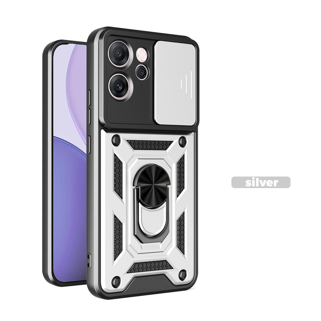 Чехол для Oppo Reno13 F Чехол OPPO Reno15 F Reno 14 F 14 FS Магнитное кольцо-держатель Бронированный чехол для телефона Защита камеры сдвижной Задняя крышка