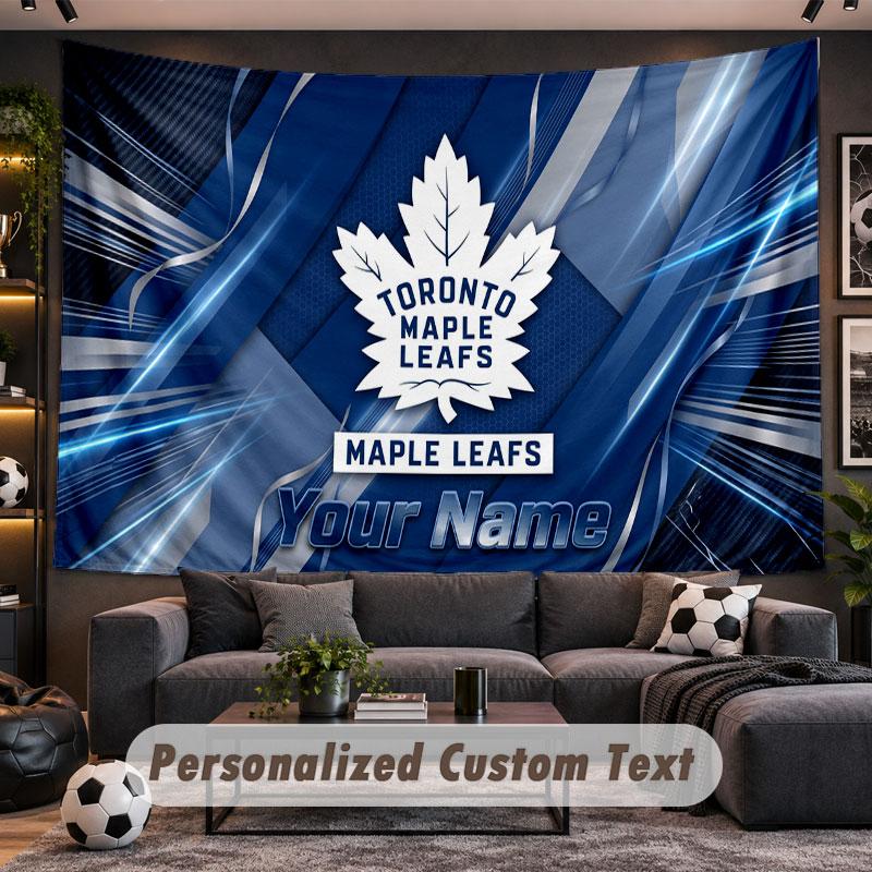 Wall Hanging Tapestry Custom NameToronto Maple Leafs Pattern Personalized Printed Fabric Wall Decor