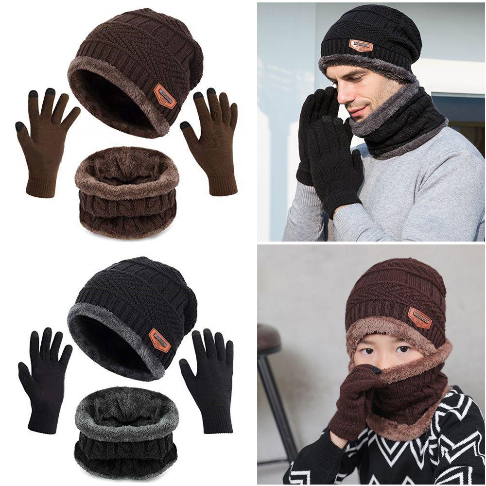 Mens Girl Knitted Winter Warm Neck Warmer Beanie Hat Hat Scarf Gloves Set And Neck Scarf