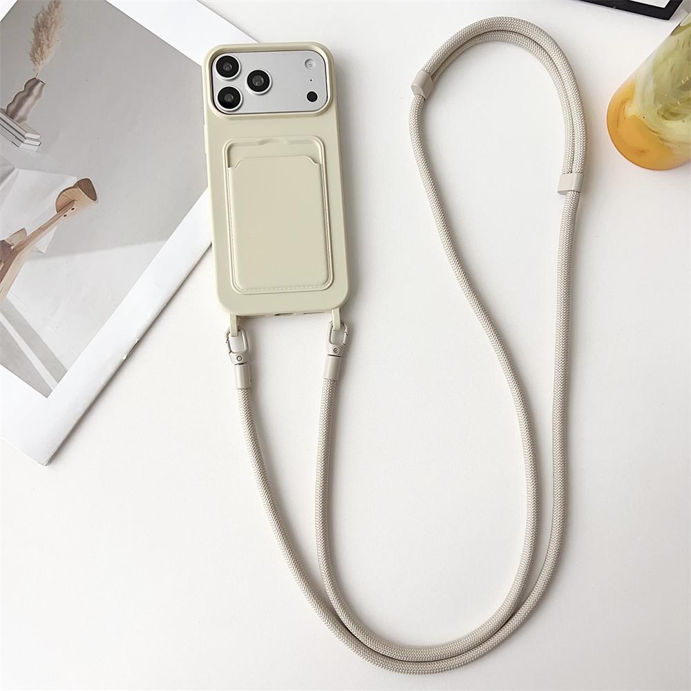 Чехол-ремешок через плечо для телефона iPhone 17 Air 16 15 14 Plus 13 12 11 Pro Max, силиконовый кошелек для карт, защитный от падений