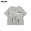 M.Latin Girls' Striped Animal Print Short Sleeve T-shirt
