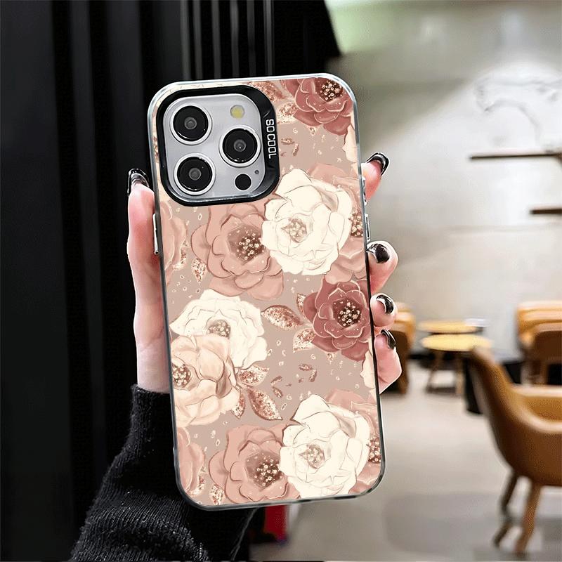 Красивый Розовое Золото Арт Ударопрочный Чехол для Телефона для iPhone 17 Air 16 16E 15 Pro Max 14 Plus 13 Mini 12 Задняя Крышка Противоударный Fundas