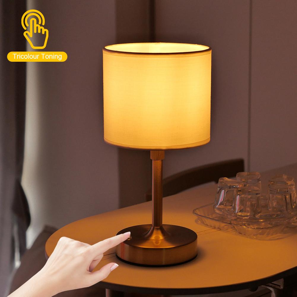 Metal Base Small Table Lamp USB Rechargeable Touch Control Portable Cordless Table Lamp 2200K Warm Light for Bedroom Bar Balcony