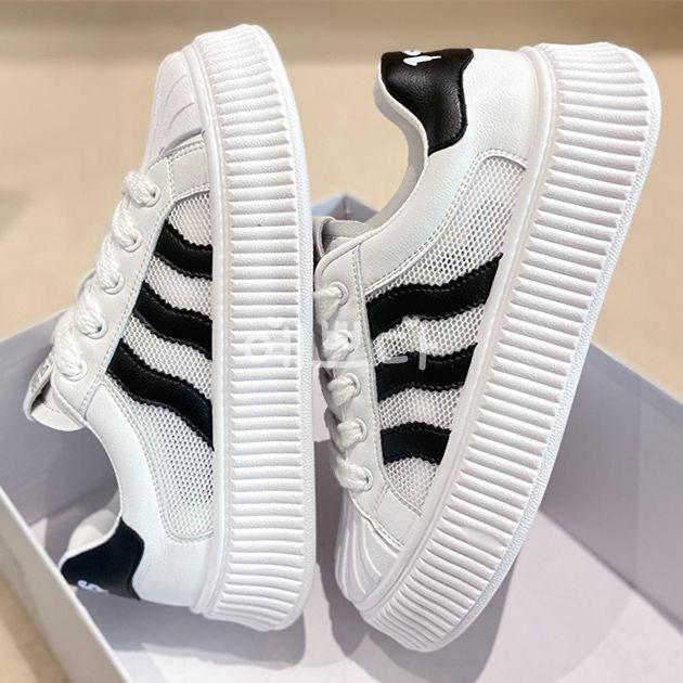 Сетчатые дышащие туфли Shell Head Little White Shoes, летние детские новые женские туфли, студенческие универсальные туфли для занятий спортом на платформе